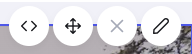 A screenshot of the buttons that appear over content placed in a container.